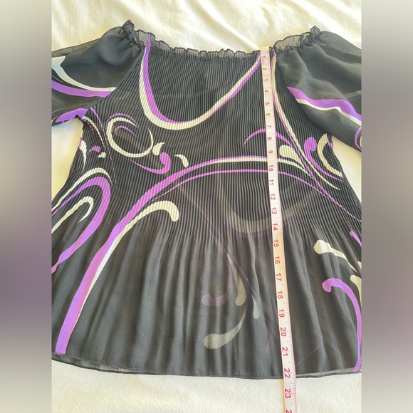 VTG C.O.C. USA Micro Pleated Striped Plisse Top Black Purple, XL Avant Garde Y2K - Picture 6 of 13